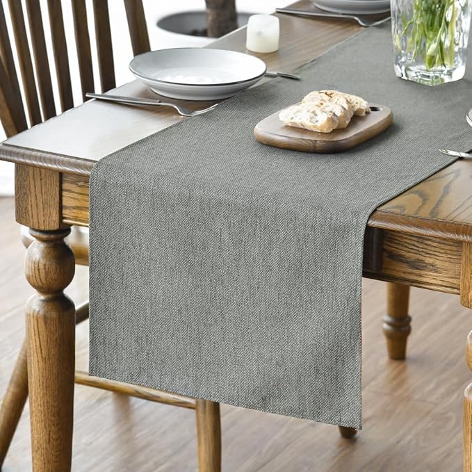 Artoid Mode Light Grey Table Runner, Seasonal Washable Kitchen Dining Table Decoration for Home Party Decor 13x108 Inch