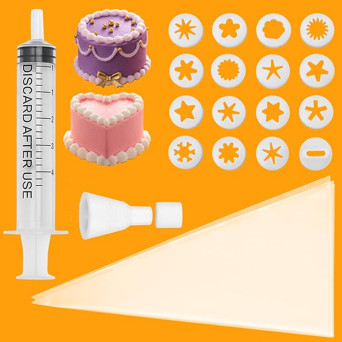 16 Pieces Original Mini Clay Nozzles Cupcake Cookie Cake Icing Piping Decor Kit, Hand Decorating Tips Accessories Precision Tools DIY Decoration with Converter Head and 10PCS Pastry Bags & Tips Set