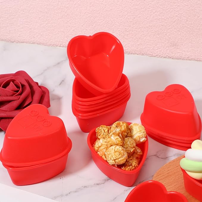 48 Pcs Heart Cake Pan Silicone Heart Cake Molds Baking Pan Nonstick Molds for Anniversary Birthday Snack Cupcake Baking (2.8 Inch)