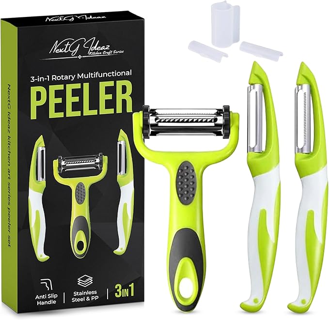 3 In 1 Rotatable Stainless Steel Blade Vegetable Peeler, Vertical Serrated & Straight Peeler For Potato, Carrot, Apple, 3pcs Set, Ergonomic Non-Slip Handle, Sharp Blade, Durable Design