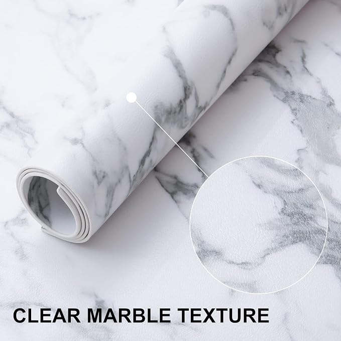homing Faux Leather Heat Resistant Placemats 8 Packs, Waterproof Wipeable Dining PU Place Mats for Indoor & Outdoor, Easy to Clean, Marble