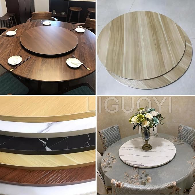 LIGUOYI Turntables for Dining Table Round Wood Table Top 360° Rotating Board 50 60 70 80 90cm Dining Table Serving Turntable, Lazy Susan Share Food Spin Smoothly Home Dining