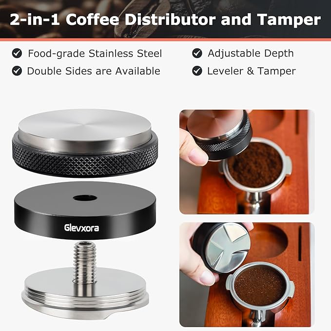54mm Espresso Accessories Kit | 2-in-1 Distributor and Tamper, WDT Espresso Distribution Tool, Magnetic Dosing Funnel | for Breville Sage 54mm Machine Portafilter Basket