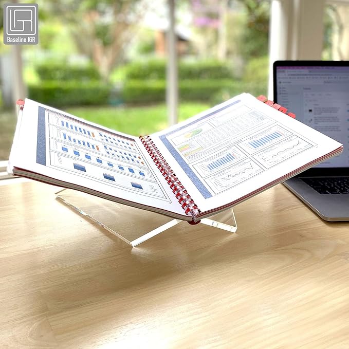 Large Clear Acrylic Book Stand, 12.5" x 9.5" x 5.5”, Acrylic Book Holder, Open Bookstand for Display and Reading Cookbooks, Art Books, Bibles, Magazines - Home and Office