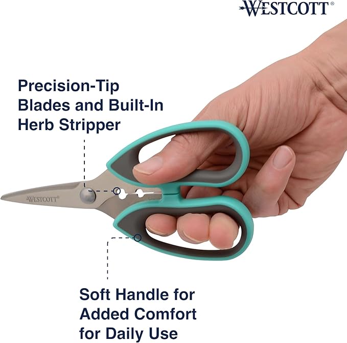 Westcott Titanium-Bonded Kitchen Shears 4pk, Durable and Versatile Scissors with Soft Handle for Precise Cutting, Ideal for Cooking