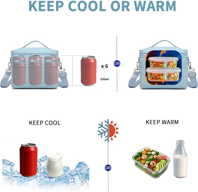 Insulated Lunch Bag for Women Adult Lunch Box Lightweight Waterproof Lunchbox Soft Cooler Reusable Lunch Bags for Work