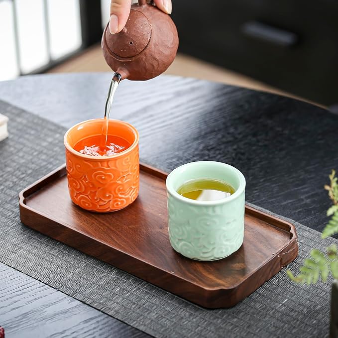 Ceramic Espresso Cups Set of 2 or 4-3oz Demitasse Cups for Coffee & Tea, No Handles, Durable & Dishwasher Safe (bisque, 2)