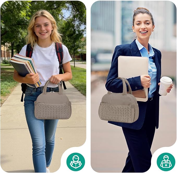 Coobiiya Insulated Lunch Bag Women/Men, Taslon Leakproof Thermal Lunch Box for Women Men, Cute Waterproof Cooler Bag for Work Picnic Travel
