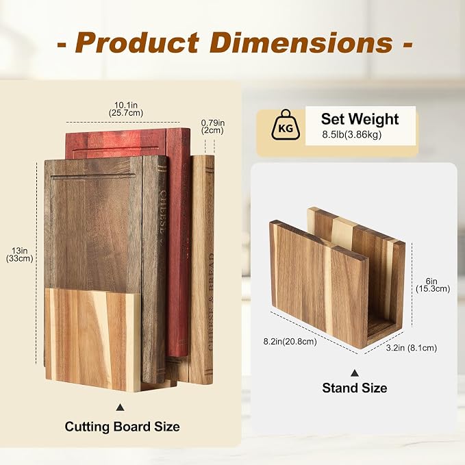 Book Cutting Boards Set,Wood Book Style Cutting Boards With Stand,Wooden Cutting Boards That Look Like Books For Kitchen
