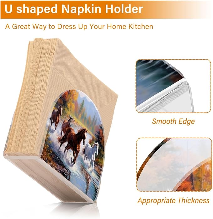 Qilmy Running Horses Napkin Holder for Tables –Napkin Holders for Kitchen, Table Napkin Holders, Cocktail Napkin Holder,Paper Napkins Holder