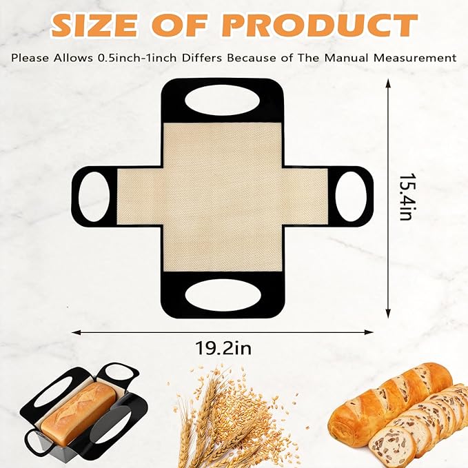 2 Pack Reusable Silicone Loaf Liners, Heavy-Duty Non-Stick Bread Baking Slings with Easy-Grip Handles, Effortless Release & Dishwasher Safe, Heat Resistant, Perfect for 9x5" / 1.5Lb Pans