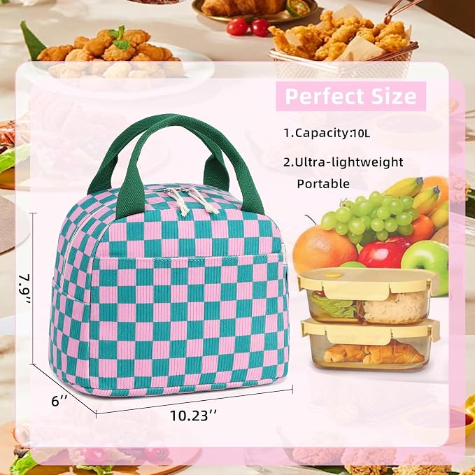 LEDAOU Lunch Box for Women Insulated Lunch Bag Cute Lunchbox Compact Cooler Thermal Reusable Lunch Tote for Work School Picnic Travel