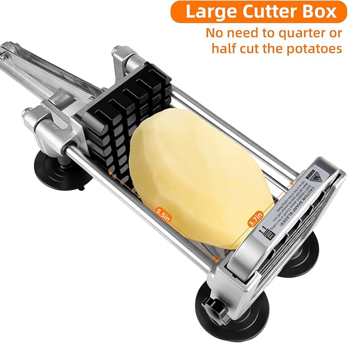 3Pcs French Fry Cutter, ZSCOOKLY Heavy Duty Potato Slicer Cutter Stainless Steel with 1/2-Inch and 1/4-Inch and 3/8-Inch Blade Great for Potatoes Carrots Cucumbers.