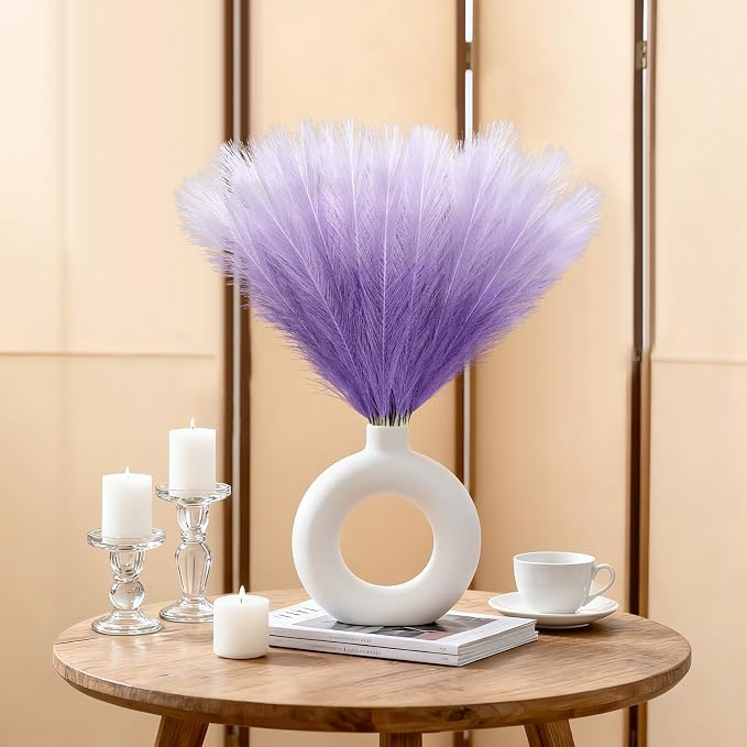 TORONTOKYO ORONTOKYO Gradient Purple Pampas Grass Decor, 50Pcs 21.6 inch Artificial Faux Pompas Grass Small Fluffy Arrangement for Wedding Boho Home Decor Vase Filler
