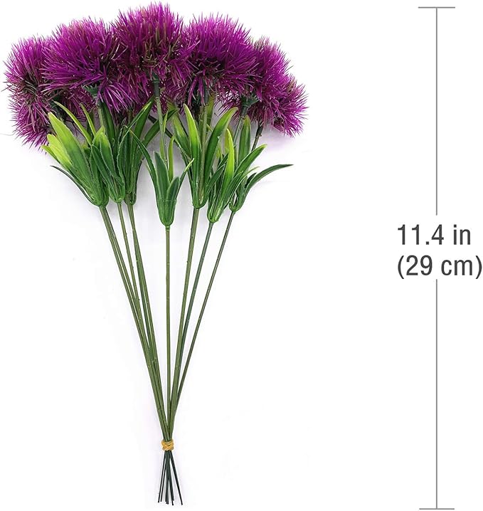 CATTREE Artificial Dandelion Flowers, Plastic Plants Shrubs Bushes Fake Grass Wedding Indoor Outdoor Home Garden Verandah Centerpieces Arrangements Party Decoration Planting Filler - Purple 10 Pcs
