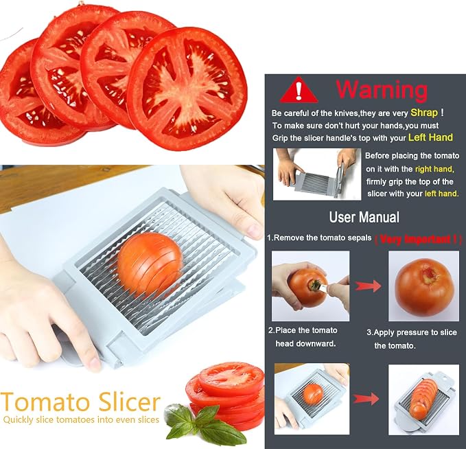 Tomato Slicer,Stainless Steel Tomato Cutter Dedicated Tomato Slicing Tool Portable and Easy Work for Hamburger Salad Tomato Slices