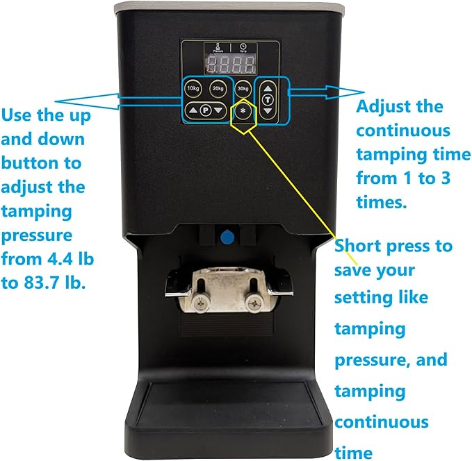 Electronic Automatic Espresso Tamper, 58mm Coffee Tamper | Multi-Tamp 1-3x Espresso Distribution Tool | Adjustable Pressure 2-38kg Electric Tamper | CE Certified | Home & Commercial Barista Tool