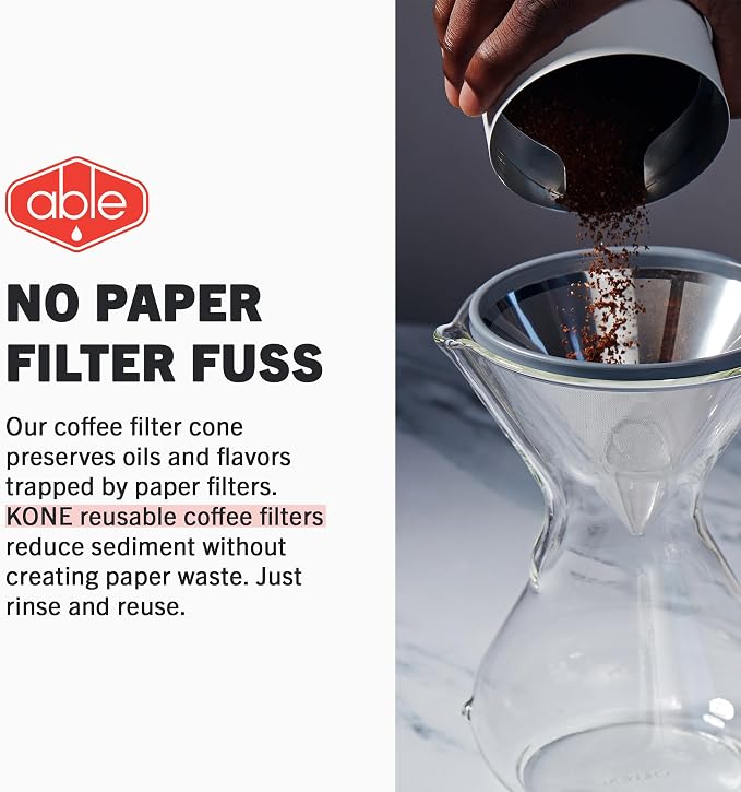 Able KONE compatible with Chemex: The Original Reusable Black Titanium Coffee Filter