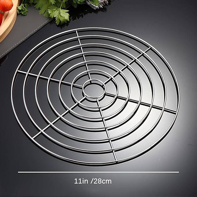 Dia 10.8" Round Cooking Rack Set of 2 Stainless Steel Steamer Rack Grilling Rack Canning Rack Cooling Rack for Baking Canning Cooking (1 PCS,11"/28cm)