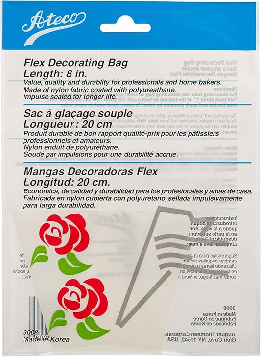 Ateco Flex Decorating Bag, Coated Nylon, 8-Inch, Reusable Baking Supply, White