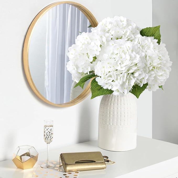 Leftover 3Pcs White Hydrangea Artificial Flowers,21" Full Large Faux Hydrangea Flowers with 3 PCS Butterflies,Latex Real Touch Flowers for Home Decor Floral Arrangements Wedding Bouquets Centerpieces