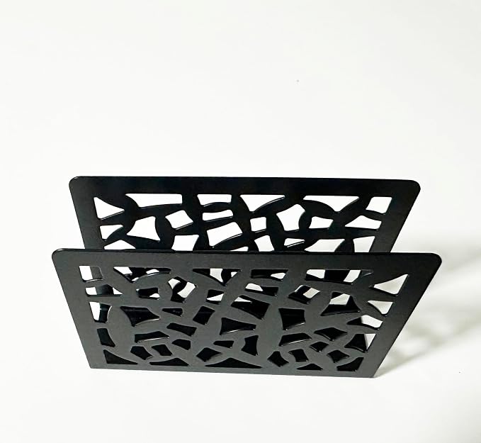 Stainless Steel Napkin Holder Paper Napkin Holder Metal Organizer Tissue Dispenser for Kitchen Countertops, Dining Table, Picnic Table (Black)