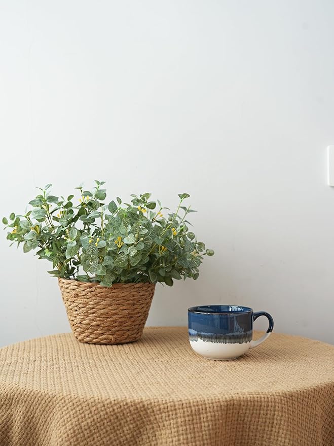 Bosmarlin Ceramic Coffee Mug Set of 4, 16 Oz, Jumbo Latte Mugs, Dishwasher and Microwave, Unique Reactive Glaze (Deep Blue, 16 Oz)