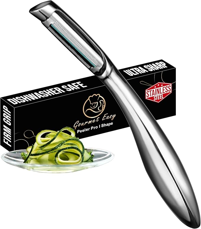 Vegetable Peeler, Premium Stainless Steel Potato Peeler, High Tensile Ultra Sharp Blade Fruit and Food Slicer, I Shaped with Ergonomic Non-Slip Handle, Dishwasher Safe with 5 Years Warranty