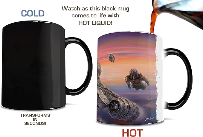 Morphing Mugs Star Wars – The Mandalorian – Razor Crest – The Escort – Thomas Kinkade Studios - One 11 oz Color Changing Ceramic Mug – Image Revealed When HOT Liquid Is Added! MMUG1222
