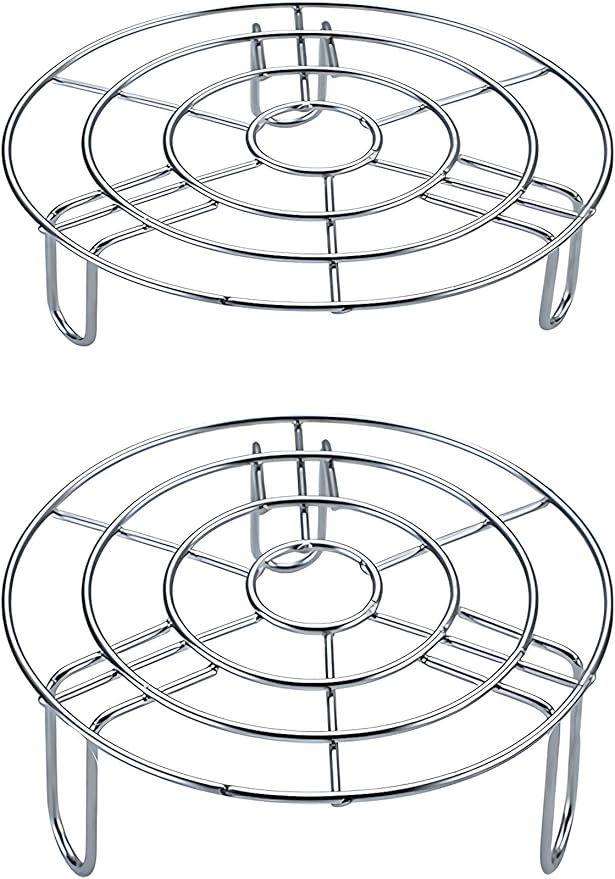 Round Cooling Rack for Steaming Set of 2 Dia 7.1" Heavy Duty Stainless Steel Steamer Rack Grilling Rack Canning Rack Cooling Rack for Baking Canning Cooking (Height 1.8"&2.8",7.1"/18cm)