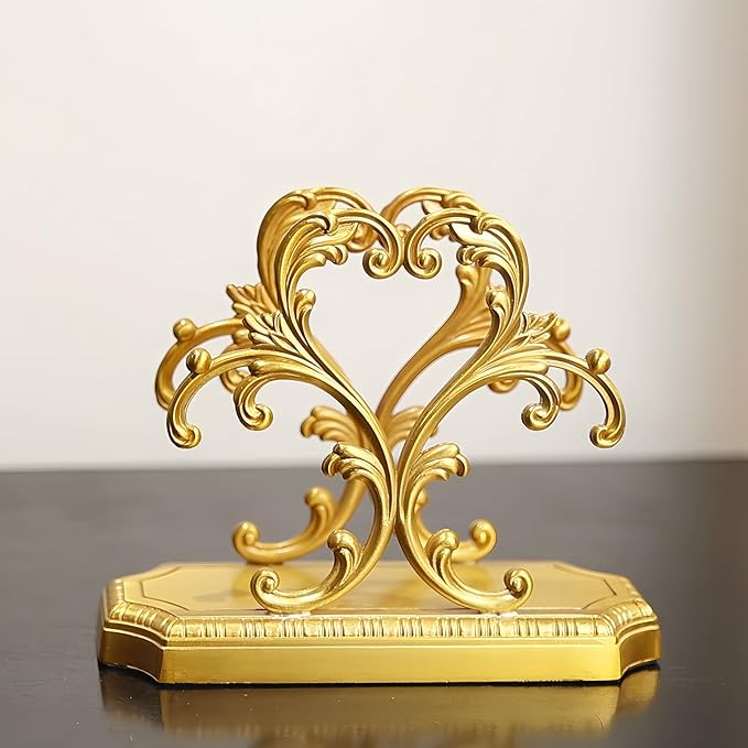 1 Gold Napkin Holder and 50 PCS Hydrangea Paper Napkins,Brass Napkin Holder,Classic combination and matching,Modern Dining Table Decor, Home Decor