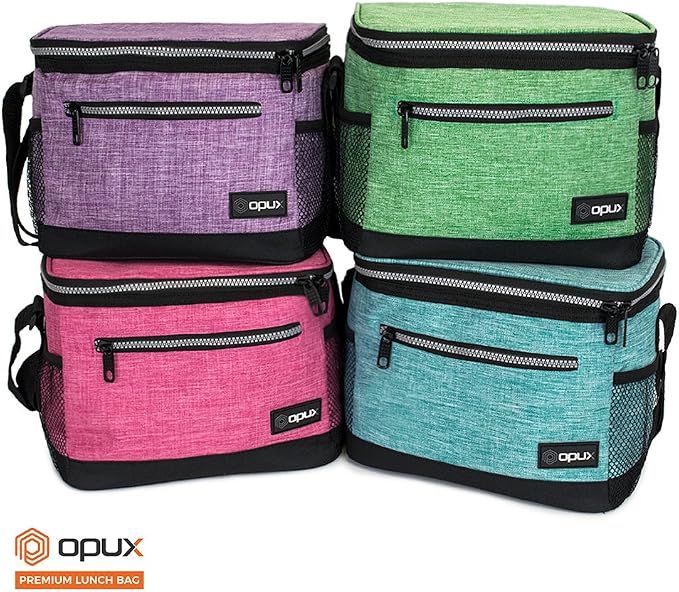 opux Insulated Lunch Box Men Women, Lunch Bag for Work School, Leakproof Soft Cooler Tote Adult, Large Lunch Pail Kids Boys Girls, Picnic Beach Food Bag with Shoulder Strap, Purple