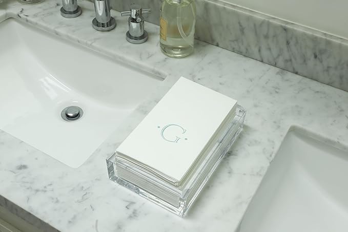 Caspari Napkin Holder, Guest Towel, Clear