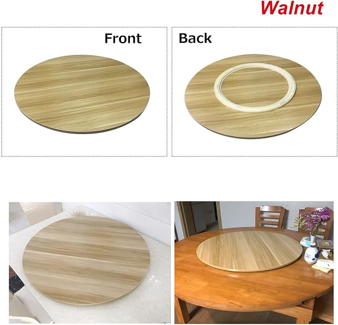 Round Rotating Serving Tray 6 Colors Wooden Large Lazy Susan Turntable, Ø20in-39inch, Stable, Silent, And Very Easy To Rotate, 360° Swivel Serving Plate For Kitchen Dining Table (Color : Walnut, Siz