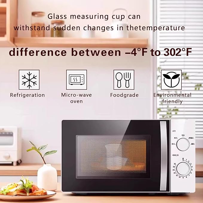 Measuring Cup Set 30ml L(1oz), 60ml (2oz), 120ml (4oz), 250ml (8oz), 4 Piece Glass Liquid Measuring Beakers, High Borosilicate Glass Measuring Cup, V-Shaped Spout
