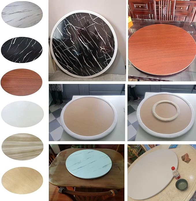 6-Color Wood Turntable Ø60 80 90 100cm Round Lazy Susan Swivel Serving Tray For Kitchen Dining Table Serving Plate, Multipurpose Turntable For Round Table/Rectangular Table (Color : White-A, Size :
