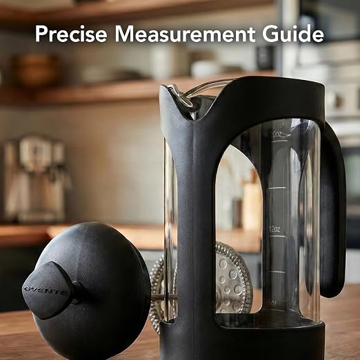 OVENTE French Press Coffee Maker 20 Ounce with Heat Resistant Borosilicate Glass & Stainless Steel 4-Level Filtration System, Portable Cold Brew Coffee Maker for Travel, Camping or Gift, Black FPB20B