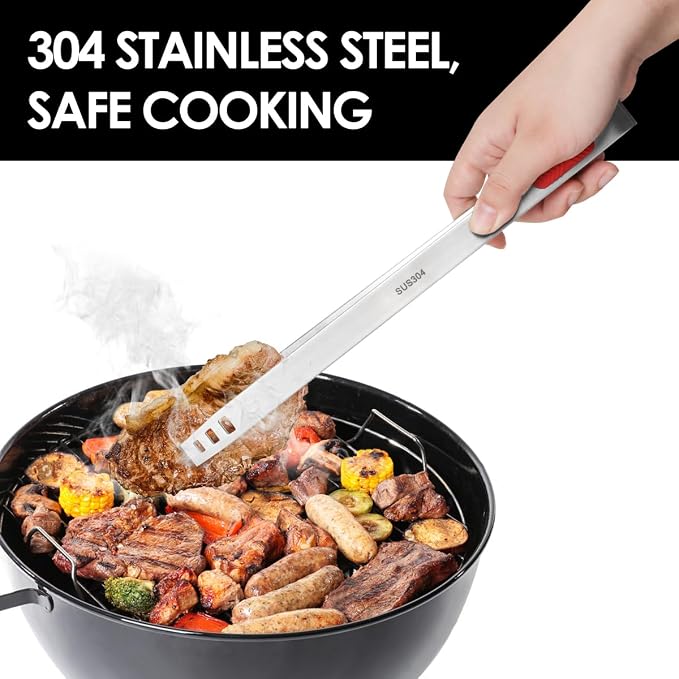 Gutsdoor 12-Inch Professional Kitchen Tweezers Stainless Steel Grill Tongs for BBQ, Grilling, Camping and Home Cooking Multi-Use Precision Cooking Tweezers for Outdoor Grill & Home Kitchens