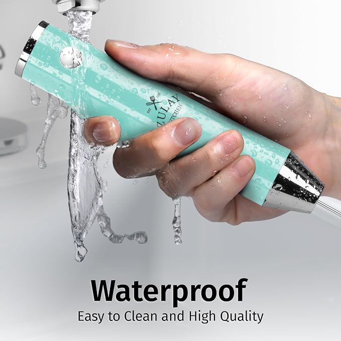 Zulay Kitchen Rechargeable Milk Frother Handheld - Frother Wand, Drink Mixer, Electric Whisk Frother, for Cappuccinos, Matcha & Protein Powder - Lux 4 Whisk 2 Speed Waterproof 2000mAh Sky Blue