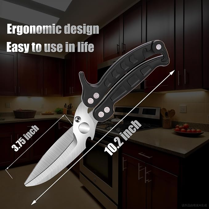 Poultry Shears Scissors Heavy Duty,Kitchen Shears,Multi-purpose Stainless Steel Kitchen Scissors for Christmas Turkey Food , Chicken,Fish,Meat,Separable easy to clean thoroughly,Dishwasher Safe.