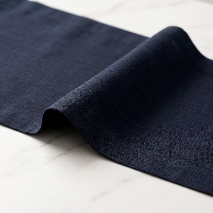 Solino Home Linen Navy Blue Table Runner 72 Inches Long - 100% Pure Linen 14 x 72 Inch Table Runner for Dining, Spring, Summer, 4th of July - Fete
