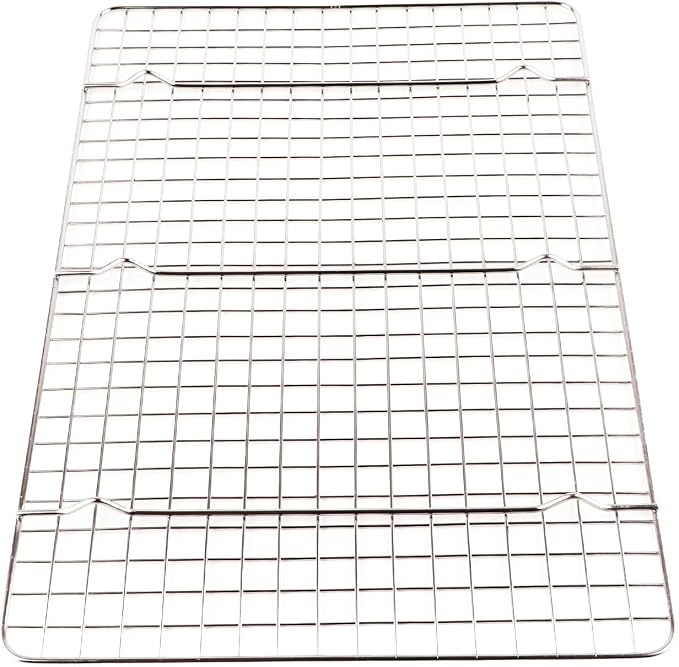Checkered Cooling Rack 304 Stainless Steel Baking Wire Rack 14.8 x 9.8 in grid design deformation resist fits oven pan for home bakery bread cake cookies