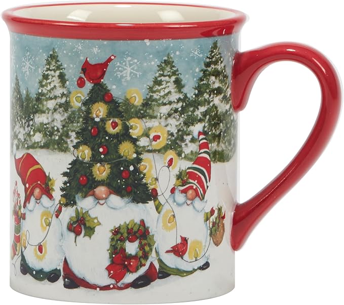 Certified International Christmas Gnomes 16 oz. Mugs, Set of 4 Assorted Designs