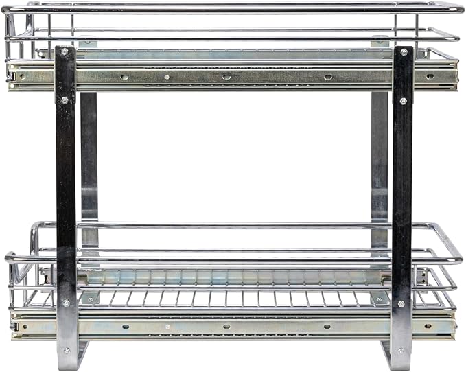 Household Essentials Chrome-Plated Steel Dual-Tier Slide-Out Organizer