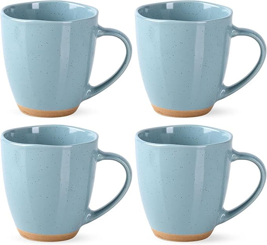 AmorArc 12oz Coffee Mugs, Ceramic Coffee Mugs set of 4 for Man, Woman, Dad, Mom, Modern Coffee Cups with handle for Latte/Cappuccino/Milk/Cocoa. Dishwasher&Microwave Safe, Blue