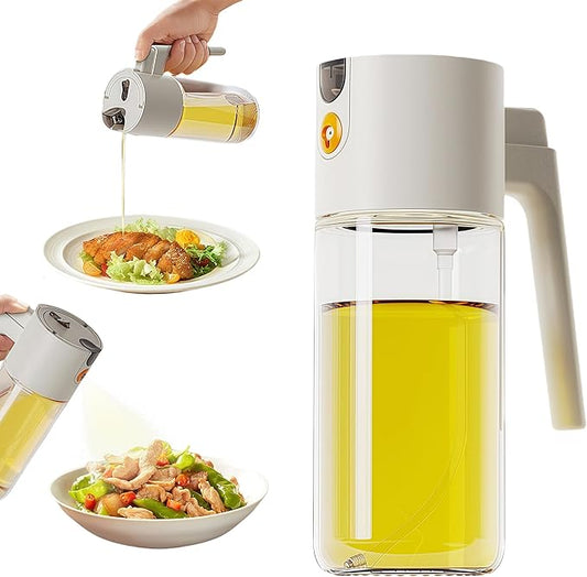 2026 New 20.3oz/600ml Olive Oil Sprayer for Cooking, Leak Glass Olive Oil Dispenser Bottle, 2 in 1 Oil Dispenser and Oil Sprayer, Switch Between Mist & Precision Pour for Air Fryer, BBQ, Salad, Baking