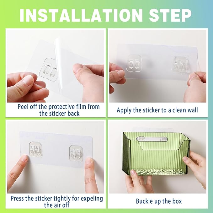 SiliFine 8 Pcs Storage Organizer Bins Wall Mounted Organizer Basket Plastic Cabinet Door Bins Stackable Hanging Baskets for Organizing for Wall Refrigerator Kitchen Bathroom Pantry(3.94'',Green)