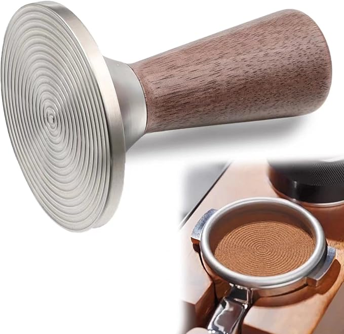 Espresso Tamper 54mm with Stainless Steel Ripple Base, Coffee Tamper 54mm Compatible with 54mm Breville Portafilter