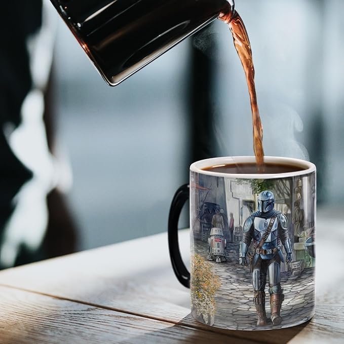Morphing Mugs Star Wars – The Mandalorian – A Welcome Sight - Thomas Kinkade Studios – One 11 oz Color Changing Ceramic Mug – Image Revealed When HOT Liquid Is Added! MMUG1661