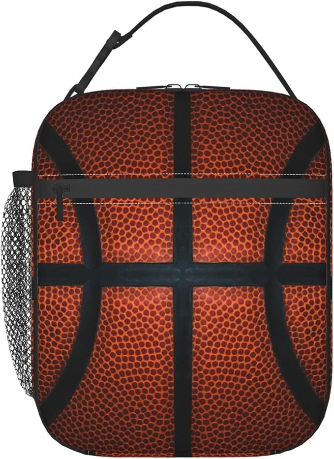 Basketball Ball Sport Appearance Insulated Lunch Bag Portable Reusable Zipper Lunch Box For Men Women Work Picnic Travel Camping